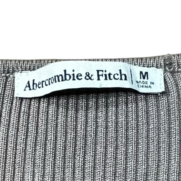 Abercrombie & Fitch Ribbed Deep V Bodysuit, M, Taupe - Picture 14 of 15